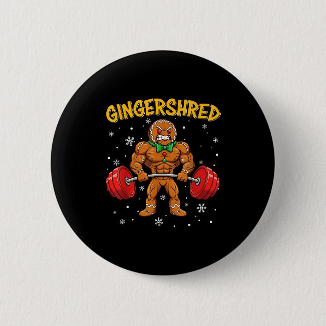 Macaron Rond 5 Cm Gingershred Funny Gingerbread Man Gym Bodybuilding (Devant)