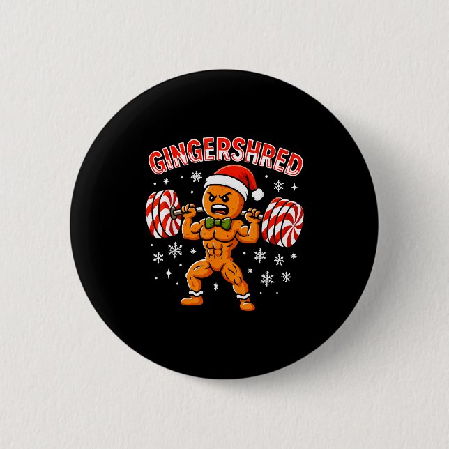 Macaron Rond 5 Cm Gingershred Funny Gingerbread Man Gym Bodybuilding (Devant)