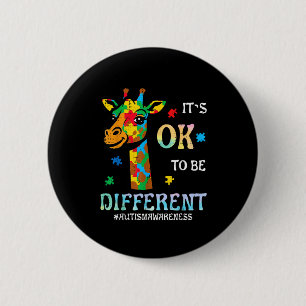 Macaron Rond 5 Cm Girafe autiste pour être différent sensibilisation