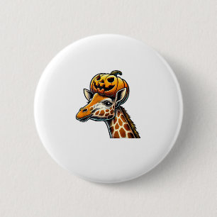 Macaron Rond 5 Cm Girafe avec Casquette Citrouille Halloween Design