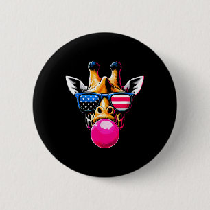 Macaron Rond 5 Cm Girafe Avec Des Gles Usa Et 4 juillet Bubblegum
