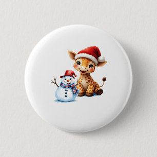 Macaron Rond 5 Cm Girafe de dessin animé mignonne avec chapeau de Pè