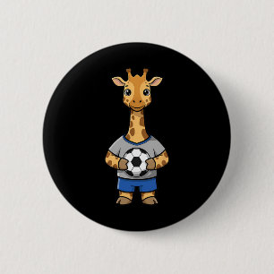 Macaron Rond 5 Cm Girafe de football mignon Joueur de Footbyll Anima