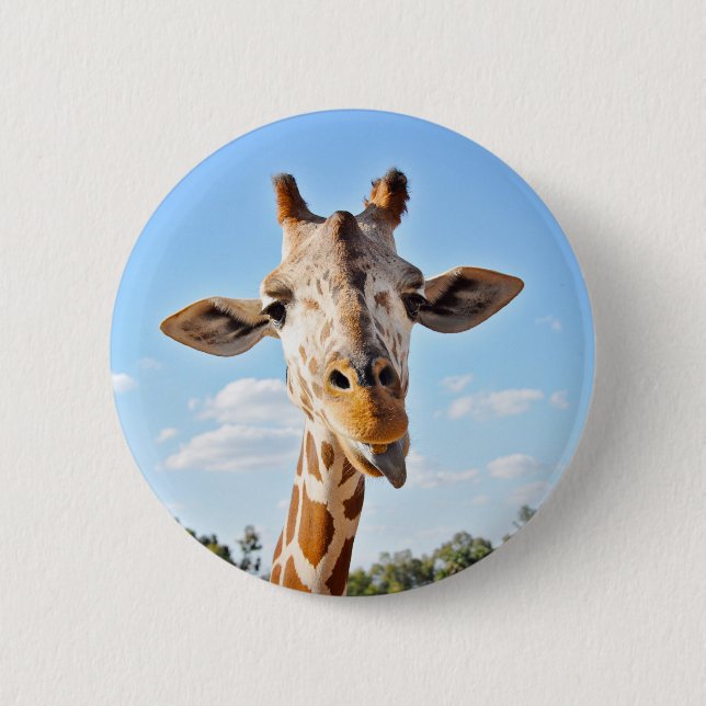 Macaron Rond 5 Cm Girafe idiote (Devant)