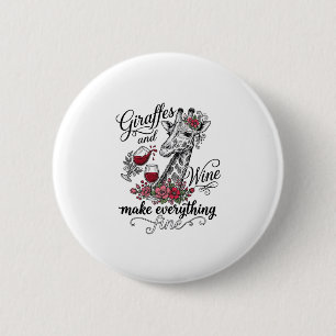 Macaron Rond 5 Cm Girafes Et Vin Dessin De T-Shirt Gravure Vintage_1