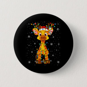 Macaron Rond 5 Cm Giraffe Animal Santa Chapeau Vilain Arbre de Noël 