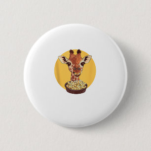 Macaron Rond 5 Cm Giraffe Avec Popcorn Cartoon Humour animal