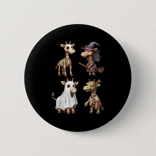 Macaron Rond 5 Cm Giraffe Boo Zombie sorcière Halloween femmes costu (Devant)