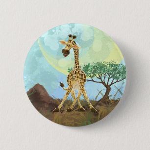 Macaron Rond 5 Cm Giraffe de la Parade Animale