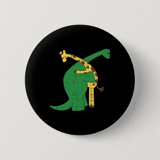 Macaron Rond 5 Cm Giraffe Dinosaur Hug Love Dino Animaux Safari Hall (Devant)