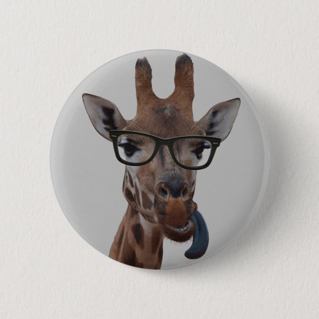 Macaron Rond 5 Cm Giraffe geek (Devant)