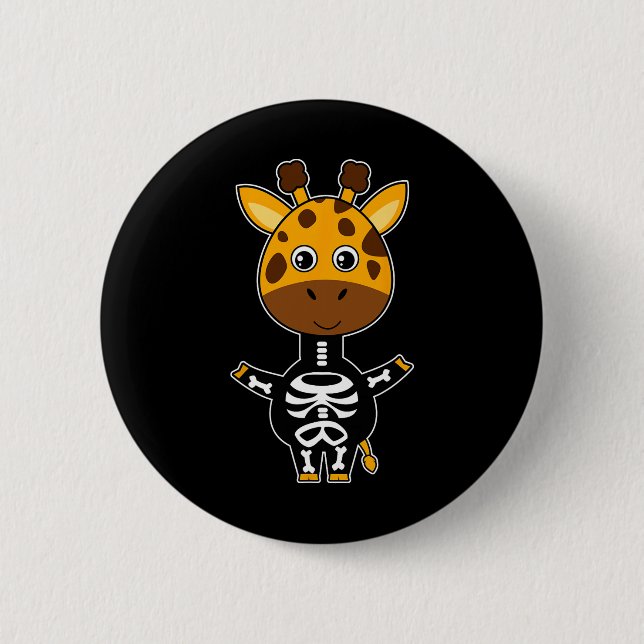 Macaron Rond 5 Cm Giraffe Skeleton Xray Costume Cute Easy Halloween  (Devant)