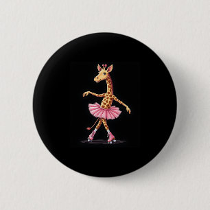Macaron Rond 5 Cm Giraffe Sur Patins À Roulettes En Débardeur Tutu R