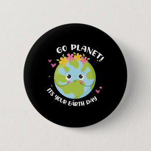 Macaron Rond 5 Cm Girl Go Planet Your Earth day Shirt mignon Kids