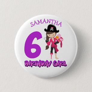 Macaron Rond 5 Cm Girl Parrot Anniversaire fête pirate Bouton