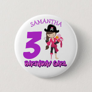 Macaron Rond 5 Cm Girl Parrot Anniversaire fête pirate Bouton