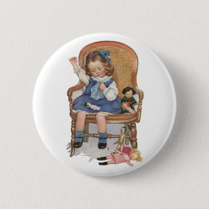 Macaron Rond 5 Cm Girl Sewing Dollies