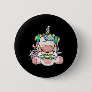 Macaron Rond 5 Cm Girl Unicorn Jeu Vidéo mignonne Jeu Femmes Filles
