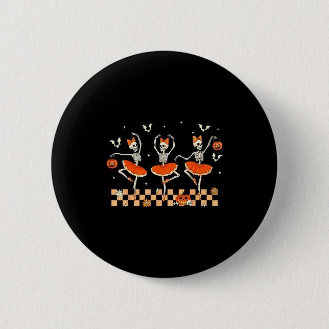 Macaron Rond 5 Cm Girls Halloween Ballet Skeleton Pumpkin Girls Skel (Devant)