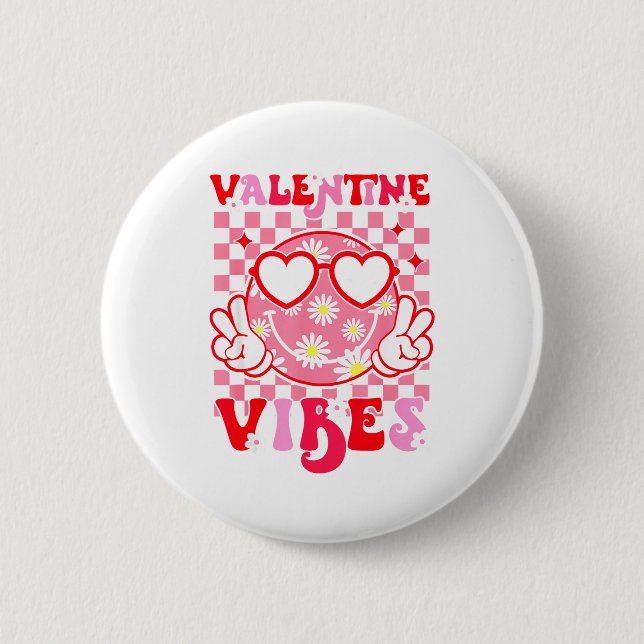 Macaron Rond 5 Cm Girls Valentines Day Cute Smile Face Valentine Vib (Devant)