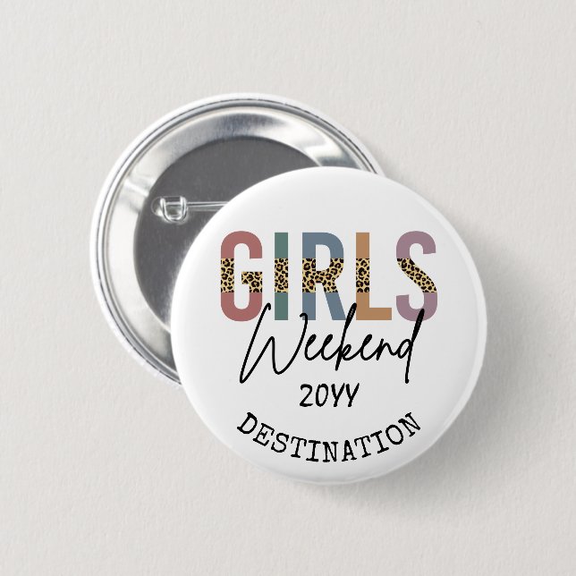 Macaron Rond 5 Cm Girls Weekend Cheetah Print Girls trip getaway (Devant & derrière)