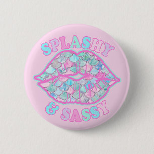 Macaron Rond 5 Cm Girly Splashy & Sassy Rose Turquoise Mermaid Kiss