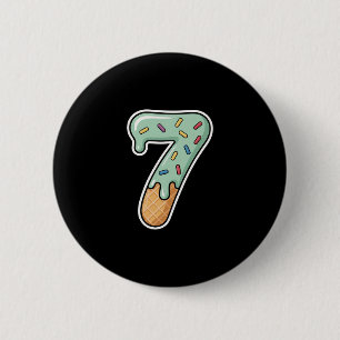 Macaron Rond 5 Cm Glace numéro 7 Dégoulinante Six Sept 67 Mème 7e An