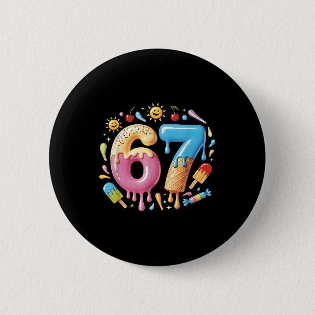 Macaron Rond 5 Cm Glace Six Sept Dégoulinante Mème Cool 67 Numéro Dr (Devant)