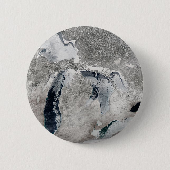 Macaron Rond 5 Cm Glace Sur Les Grands Lacs, États-Unis. (Devant)