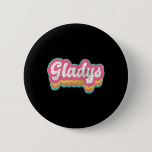 Macaron Rond 5 Cm Gladys Prénom Fille Vintage les années 70 80s Pers