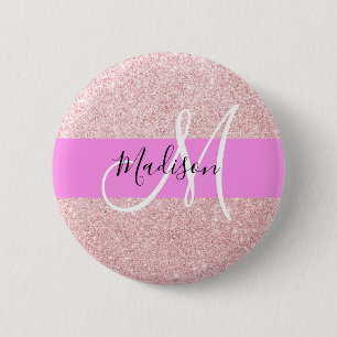 Macaron Rond 5 Cm Glam Blush Rose Rose Parties scintillant or étince