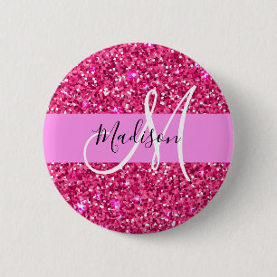 Macaron Rond 5 Cm Glam Girly Parties scintillant rose étincelle Nom