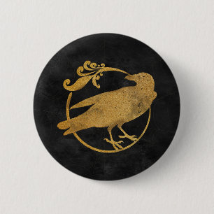 Macaron Rond 5 Cm Glam gothique Bouton Corbeau Noir