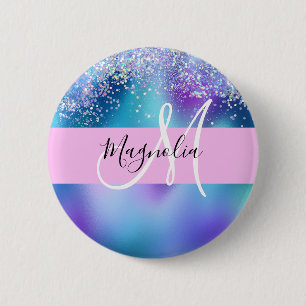 Macaron Rond 5 Cm Glam Holographique Sirène Parties scintillant étin