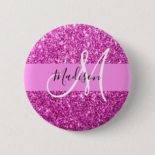 Macaron Rond 5 Cm Glam Pink & Magenta Parties scintillant Étincelle 