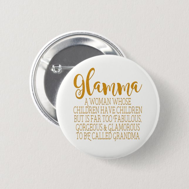 Macaron Rond 5 Cm Glamma - grand-maman fabuleuse (Devant & derrière)