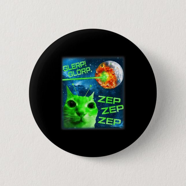Macaron Rond 5 Cm Glerp Glorp Funny Alien Cat Brainrot Meme  (Devant)