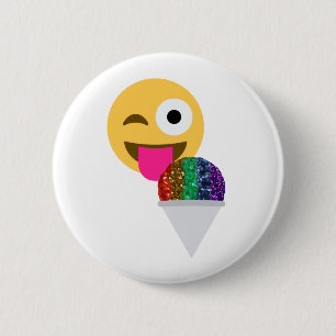 Macaron Rond 5 Cm glitter wink emoji
