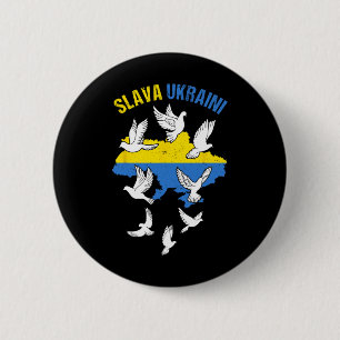Macaron Rond 5 Cm Gloire à l'Ukraine Carte du drapeau de l'Ukraine C