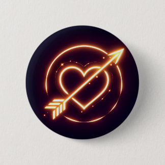 Macaron Rond 5 Cm glowing image of a heart with cupid's arrow