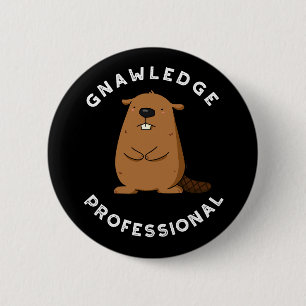 Macaron Rond 5 Cm Gnawledge Professional Funky Beaver Pun Dark BG