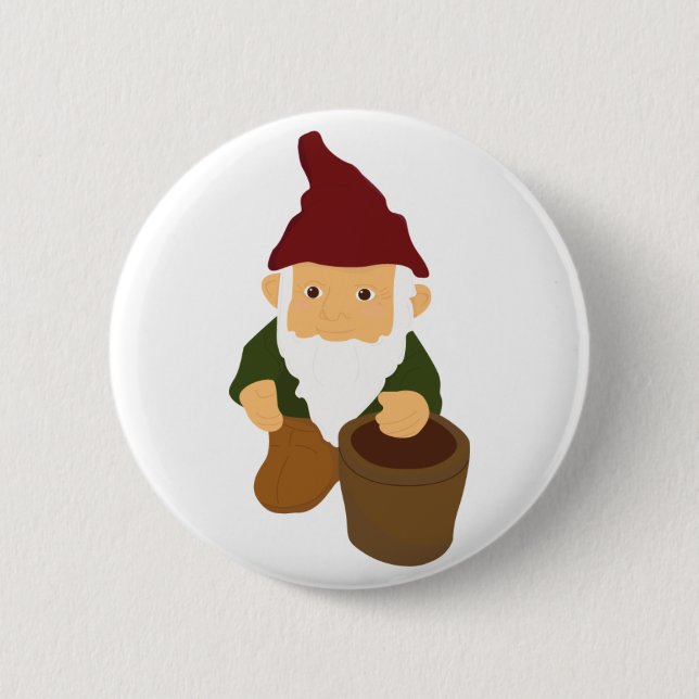 Macaron Rond 5 Cm Gnome avec le seau (Devant)