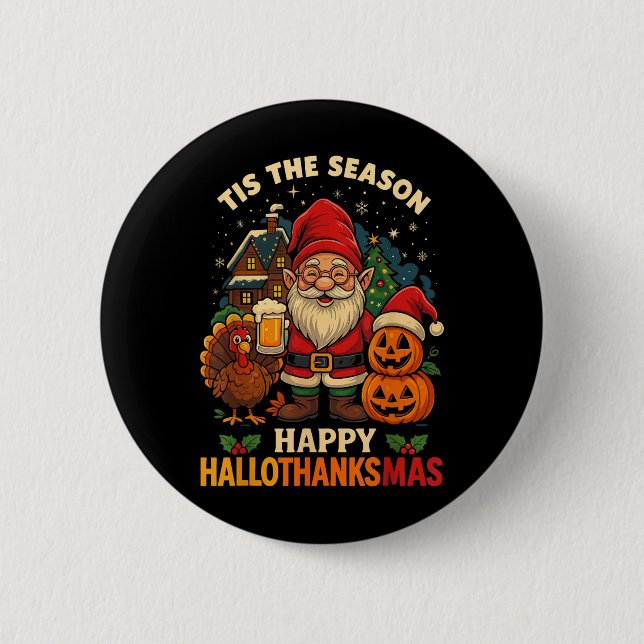 Macaron Rond 5 Cm Gnome Hallothanksmas jupe Halloween Thanksg (Devant)