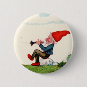 Macaron Rond 5 Cm Gnome jouant le bouton de musique