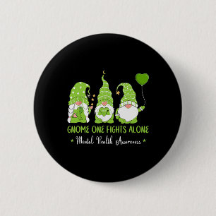 Macaron Rond 5 Cm Gnome One combat seul le carbone vert santé mental
