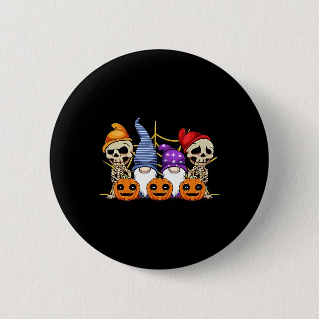 Macaron Rond 5 Cm Gnome Squelette Lazy Costume d'Halloween Cute Citr (Devant)