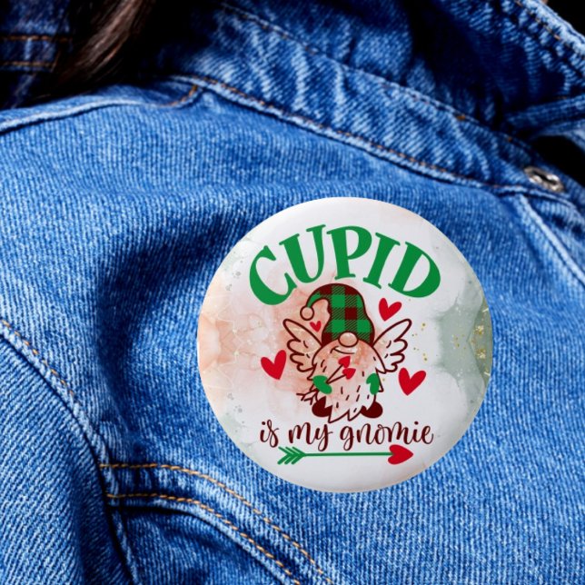 Macaron Rond 5 Cm Gnome Sweet Gnome : Cupid is My Gnomie Button (Créateur téléchargé)