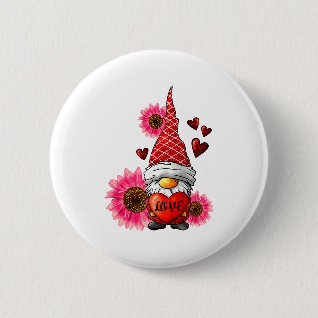 Macaron Rond 5 Cm Gnome Valentines Day Cute Gnome Heart Leopard Sunf (Devant)