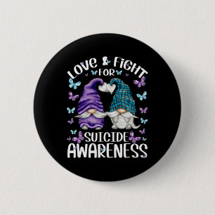 Macaron Rond 5 Cm Gnome Violet Avec Mignonne Motif Papillon Suicide