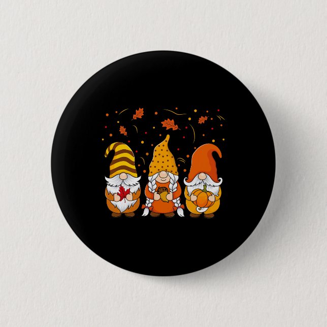 Macaron Rond 5 Cm Gnomes citrouilles Automne Mignons Halloween Thank (Devant)